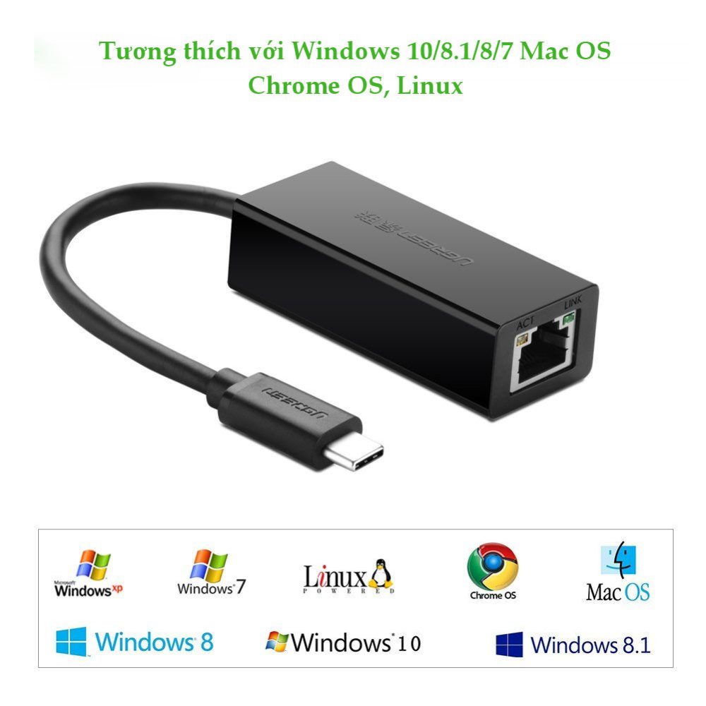 Bộ chuyển đổi USB Type C sang LAN 10/100 Mbps Ethernet dài 40CM UGREEN 30287 11 Bộ chuyển đổi USB Type C sang LAN 10/100 Mbps Ethernet dài 40CM UGREEN 30287