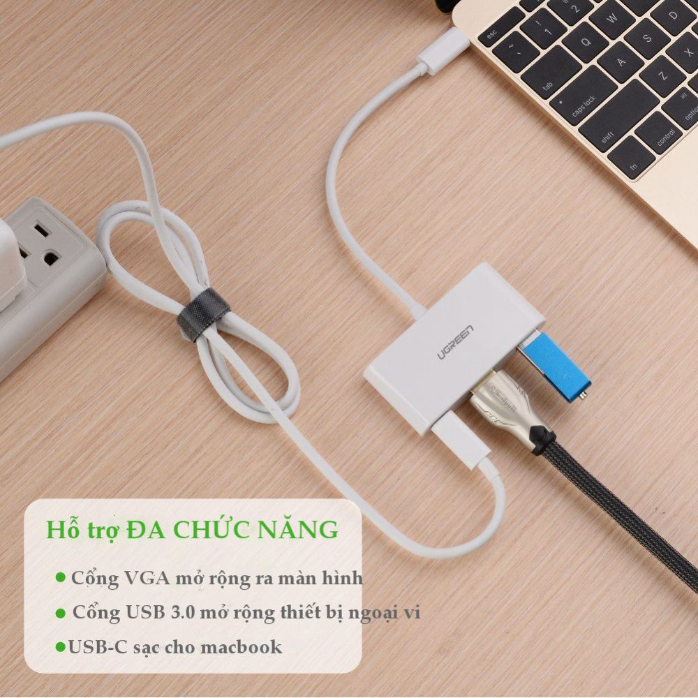 Bộ chuyển đổi USB Type C sang USB 3.0 + HDMI + USB Type C UGREEN 30377 (Màu trắng) 15 Bộ chuyển đổi USB Type C sang USB 3.0 + HDMI + USB Type C UGREEN 30377 (Màu trắng)