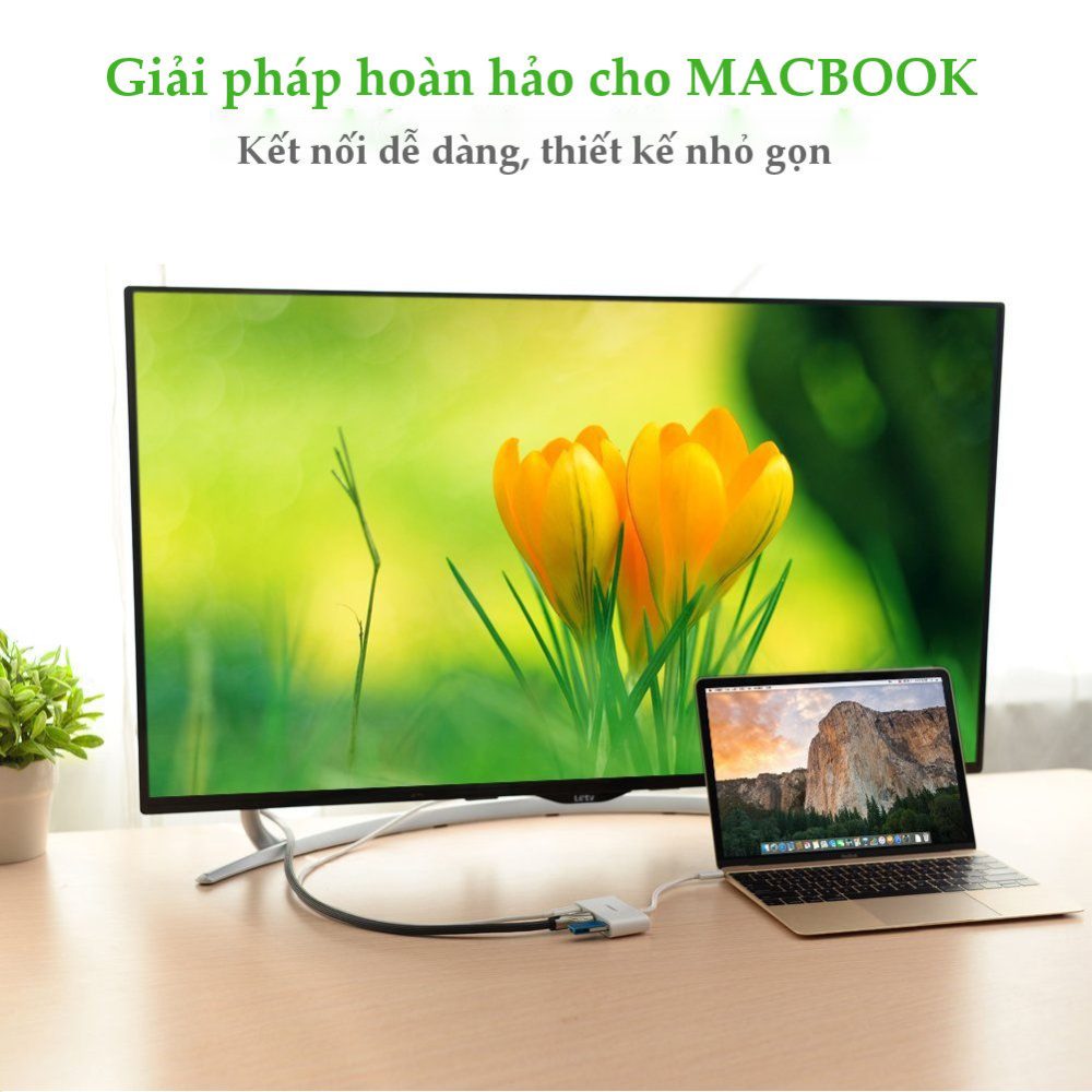 Bộ chuyển đổi USB Type C sang USB 3.0 + HDMI + USB Type C UGREEN 30377 (Màu trắng) 17 Bộ chuyển đổi USB Type C sang USB 3.0 + HDMI + USB Type C UGREEN 30377 (Màu trắng)