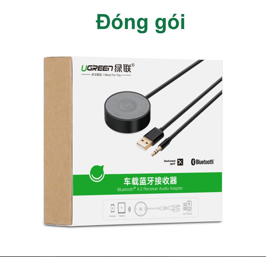 Bộ nhận Bluetooth 4.2 UGREEN CM125 - Sử dụng trên xe hơi hỗ trợ công nghệ chuẩn âm thanh aptX 30 Bộ nhận Bluetooth 4.2 UGREEN CM125 - Sử dụng trên xe hơi hỗ trợ công nghệ chuẩn âm thanh aptX