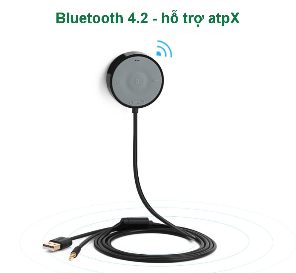 Bộ nhận Bluetooth 4.2 UGREEN CM125 - Sử dụng trên xe hơi hỗ trợ công nghệ chuẩn âm thanh aptX 20 Bộ nhận Bluetooth 4.2 UGREEN CM125 - Sử dụng trên xe hơi hỗ trợ công nghệ chuẩn âm thanh aptX