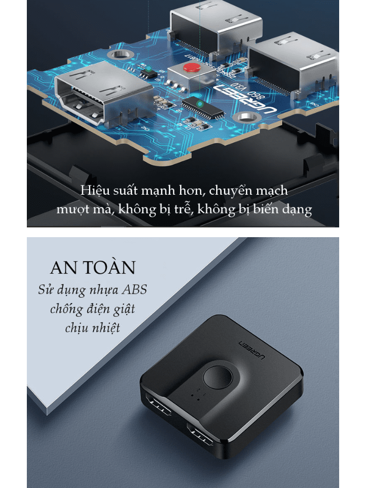 Bộ Switch HDMI 2 ra 1 UGREEN CM217 (tương thích ngược 1 ra 2) chuẩn 1.4 23 Bộ Switch HDMI 2 ra 1 UGREEN CM217 (tương thích ngược 1 ra 2) chuẩn 1.4