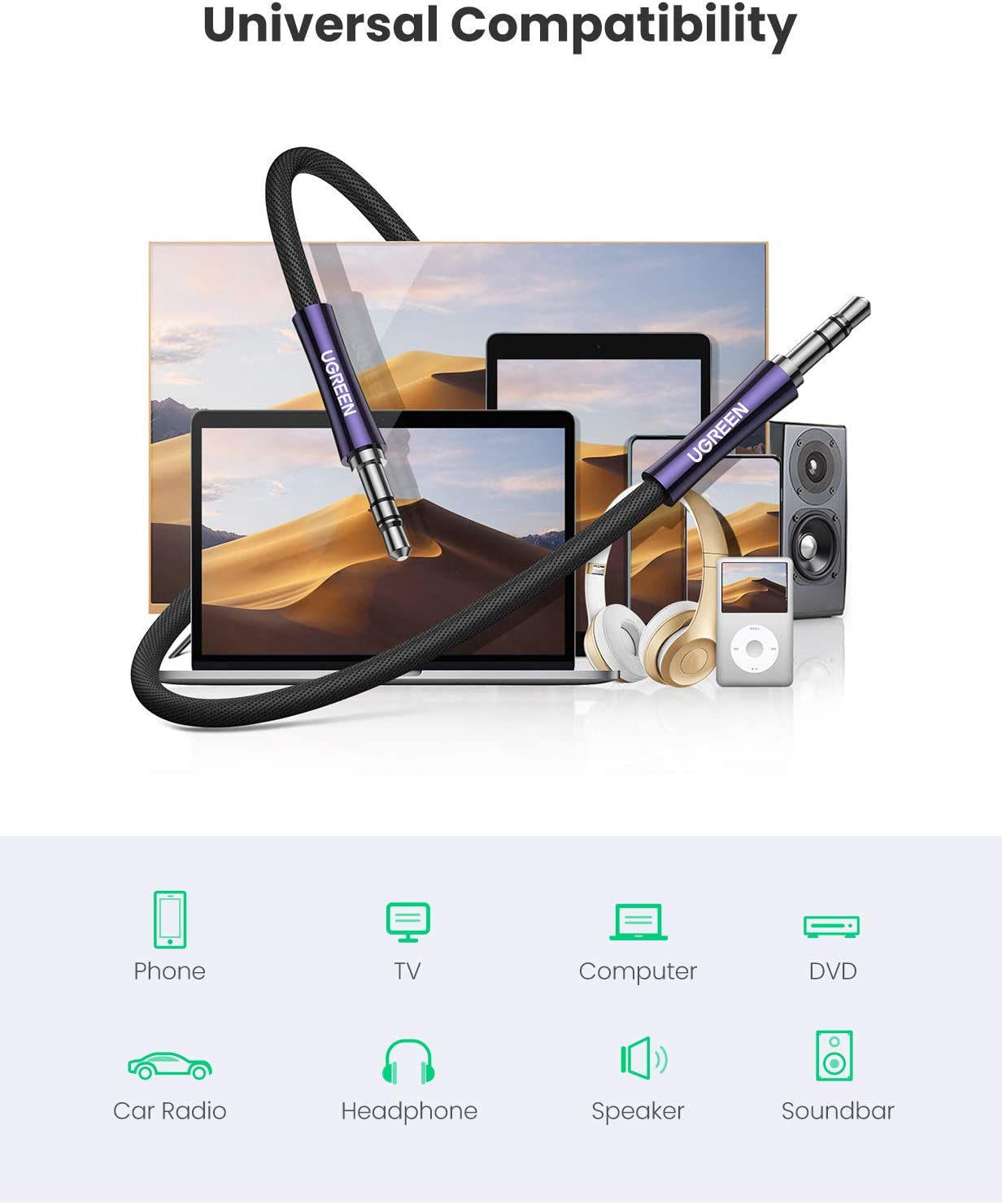 Cáp âm thanh 3.5mm UGREEN AV171 - Đầu mạ bạc chống ăn mòn , truyền tải tín hiệu ổn định - Dây bện mềm mại tăng tuổi thọ sử dụng 18 Cáp âm thanh 3.5mm UGREEN AV171 - Đầu mạ bạc chống ăn mòn , truyền tải tín hiệu ổn định - Dây bện mềm mại tăng tuổi thọ sử dụng