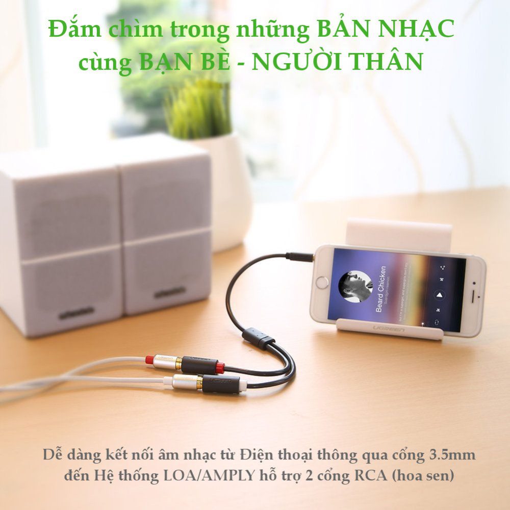 Cáp âm thanh chuyển jack 3.5mm sang 2 đầu hoa sen RCA dài 20CM UGREEN AV109 10547 (màu đen) 17 Cáp âm thanh chuyển jack 3.5mm sang 2 đầu hoa sen RCA dài 20CM UGREEN AV109 10547 (màu đen)
