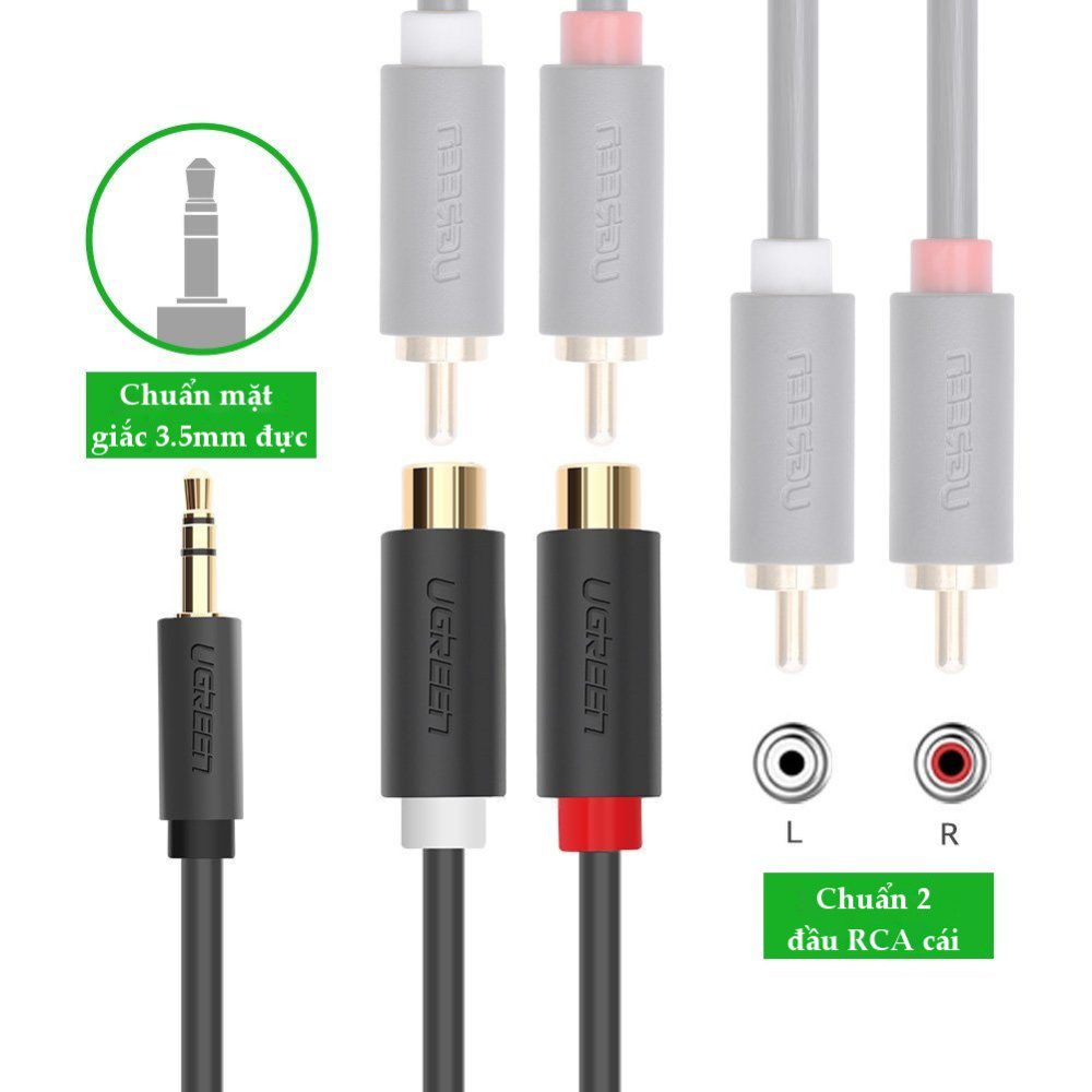Cáp âm thanh chuyển jack 3.5mm sang 2 đầu hoa sen RCA dài 20CM UGREEN AV109 10547 (màu đen) 21 Cáp âm thanh chuyển jack 3.5mm sang 2 đầu hoa sen RCA dài 20CM UGREEN AV109 10547 (màu đen)