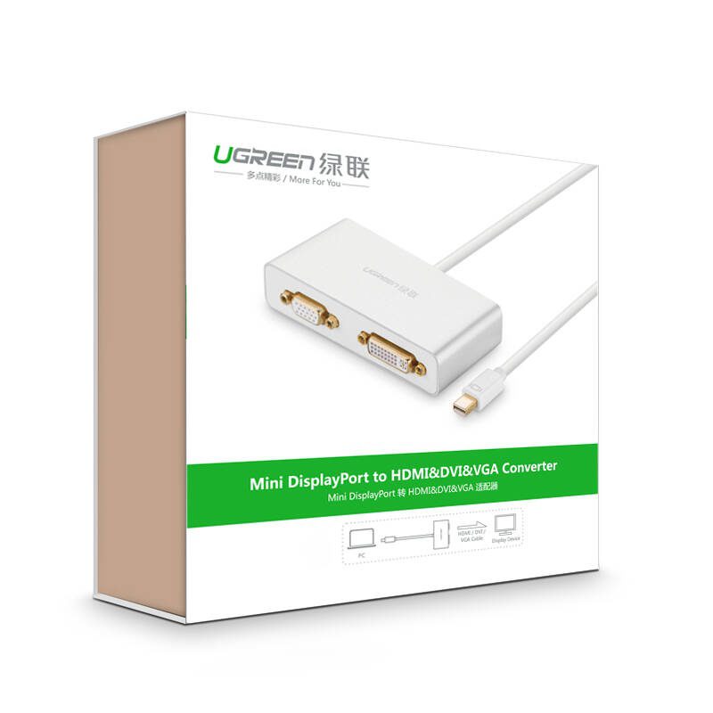 Cáp chuyển đổi (3 in 1) từ 1 cổng Mini DisplayPort sang 1 trong 3 cổng HDMI DVI-I (24+5) VGA đầu cái UGREEN MD109 23 Cáp chuyển đổi (3 in 1) từ 1 cổng Mini DisplayPort sang 1 trong 3 cổng HDMI DVI-I (24+5) VGA đầu cái UGREEN MD109