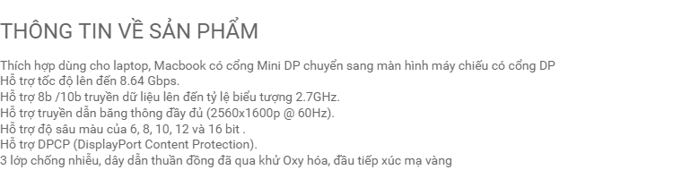 Cáp chuyển đổi Mini DisplayPort sang DisplayPort UGREEN MD105 12 Cáp chuyển đổi Mini DisplayPort sang DisplayPort UGREEN MD105