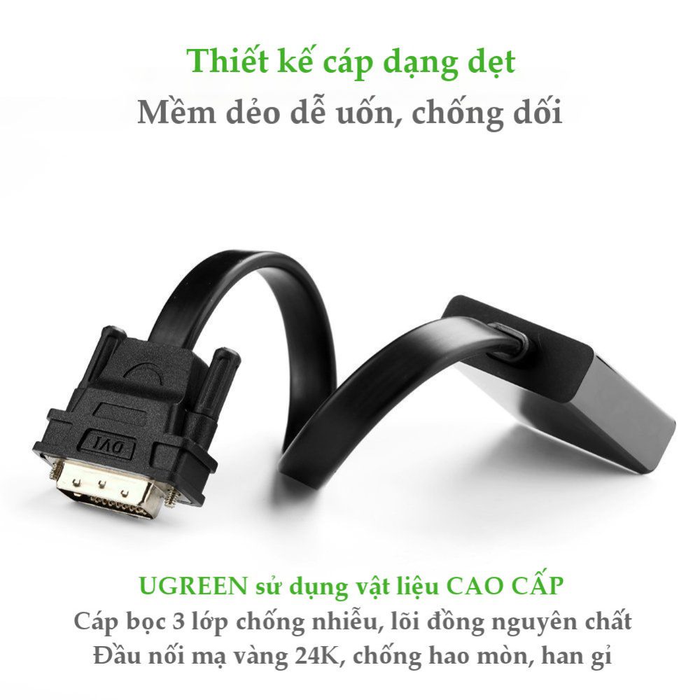 Cáp chuyển tín hiệu DVI-D (24+1) sang VGA ACTIVE (15 pin) dài 20CM UGREEN 40259 (màu đen) 17 Cáp chuyển tín hiệu DVI-D (24+1) sang VGA ACTIVE (15 pin) dài 20CM UGREEN 40259 (màu đen)