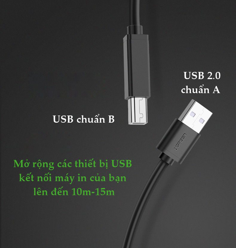 Cáp máy in Ugreen tích hợp IC khuyếch đại