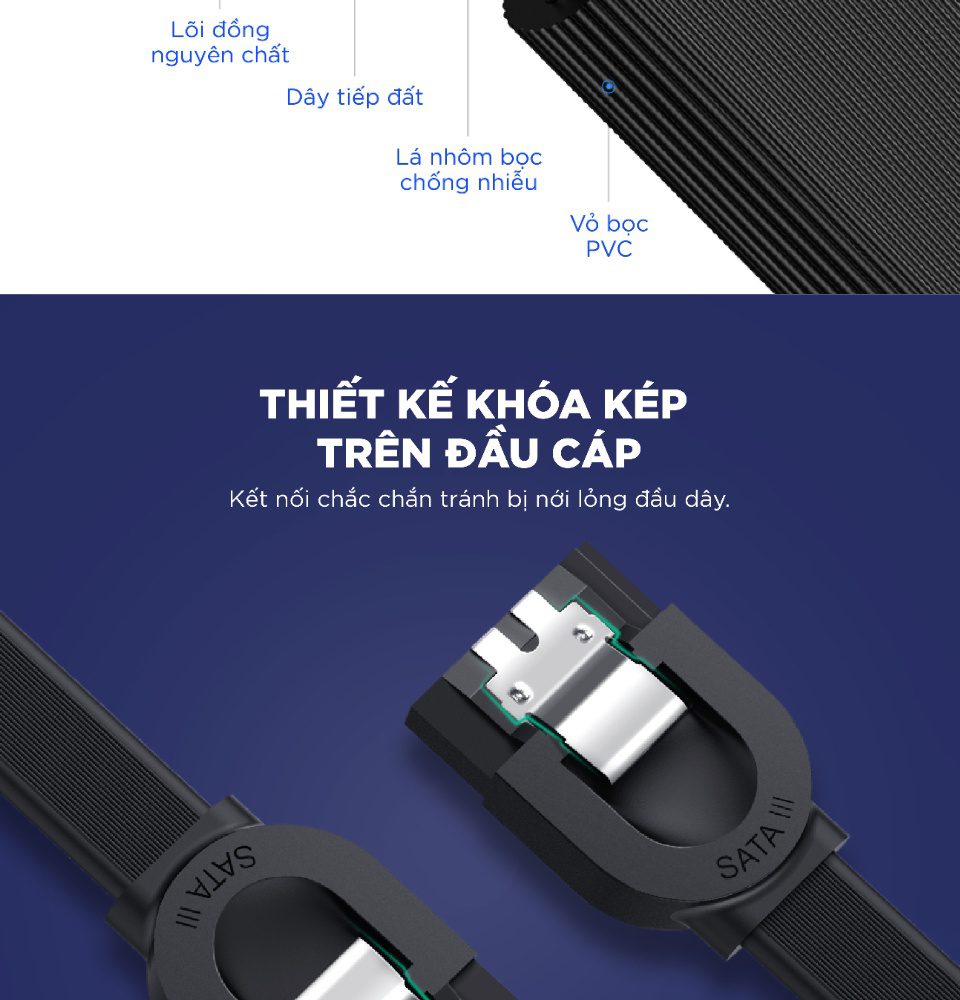 Cáp SATA 3.0 truyền tốc độ cao 6Gb/s dài 0.5m UGREEN US217 22 Cáp SATA 3.0 truyền tốc độ cao 6Gb/s dài 0.5m UGREEN US217
