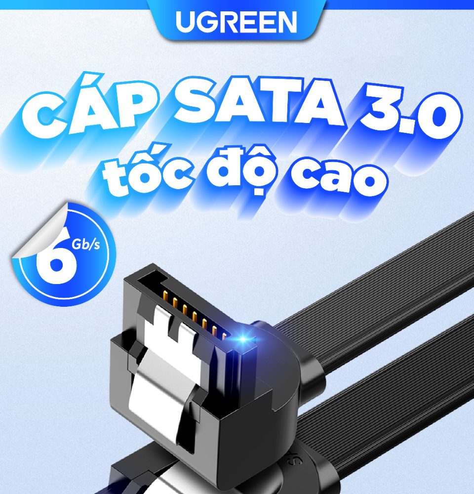 Cáp SATA 3.0 truyền tốc độ cao 6Gb/s dài 0.5m UGREEN US217 16 Cáp SATA 3.0 truyền tốc độ cao 6Gb/s dài 0.5m UGREEN US217