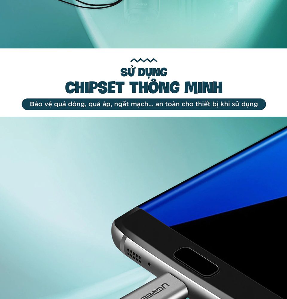 Đầu chuyển Type C sang Micro USB UGREEN US282 Vỏ nhiệt tản nhiệt tốt, kèm móc khóa