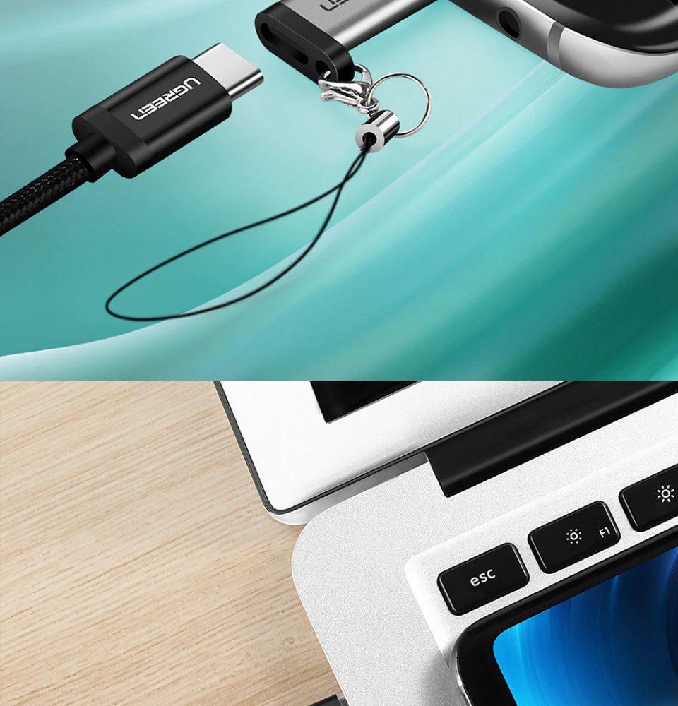 Đầu chuyển Type C sang Micro USB UGREEN US282 Vỏ nhiệt tản nhiệt tốt, kèm móc khóa