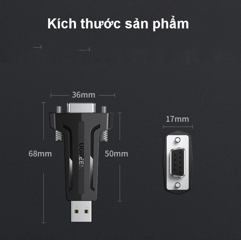 Đầu chuyển USB 2.0 sang COM DP9 RS 232 UGREEN 80111 - Tốc độ truyền 1Mbps - Đầu mạ Niken cao cấp 25 Đầu chuyển USB 2.0 sang COM DP9 RS 232 UGREEN 80111 - Tốc độ truyền 1Mbps - Đầu mạ Niken cao cấp