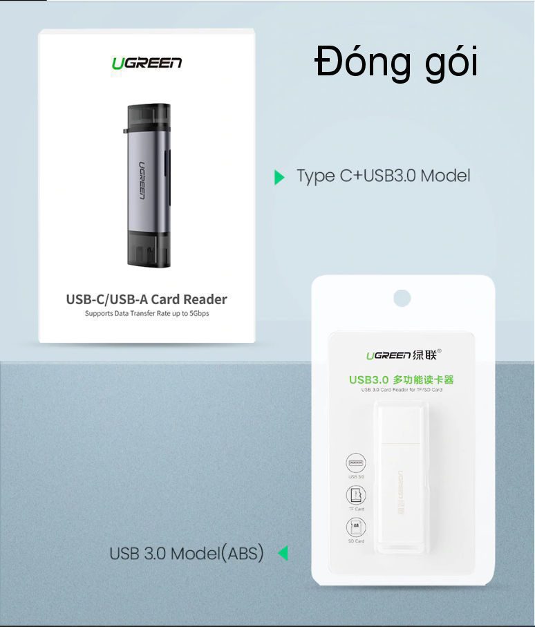 Đầu đọc thẻ Type C UGREEN CM184 - 2 khe thẻ cắm SD và TF - Hỗ trợ chức năng OTG 32 Đầu đọc thẻ Type C UGREEN CM184 - 2 khe thẻ cắm SD và TF - Hỗ trợ chức năng OTG