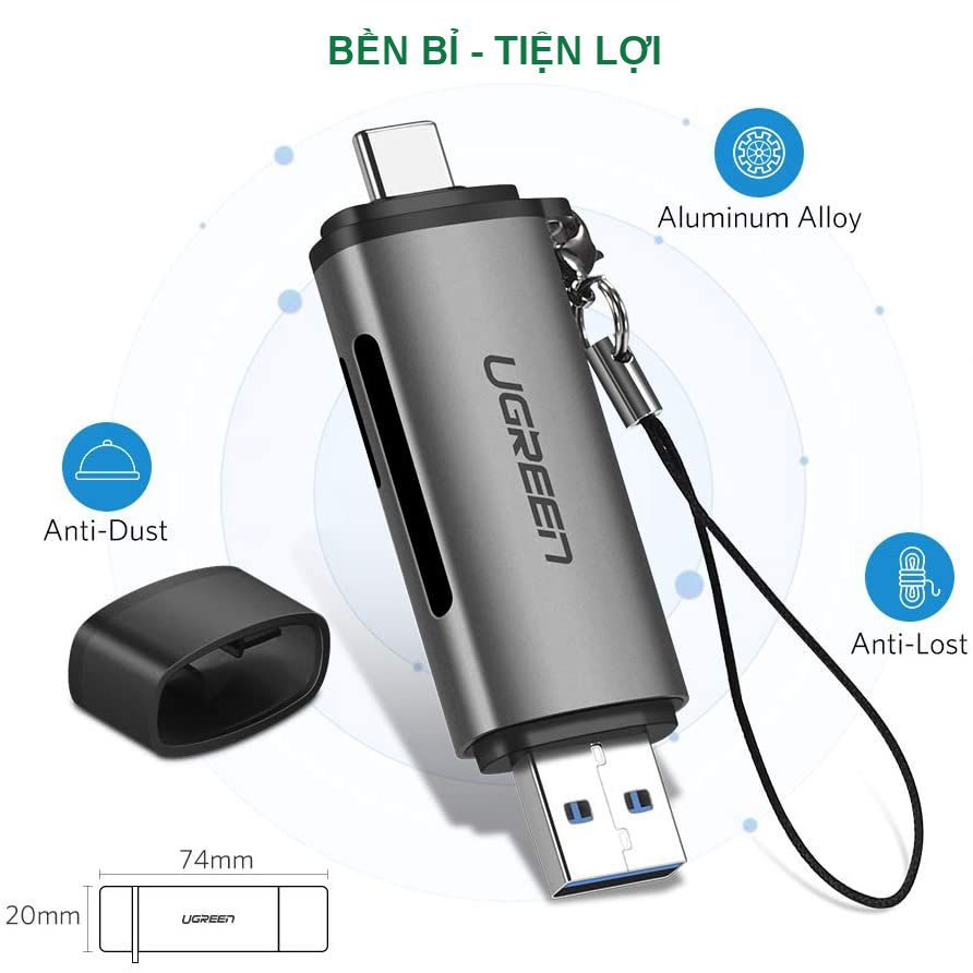 Đầu đọc thẻ Type C UGREEN CM184 - 2 khe thẻ cắm SD và TF - Hỗ trợ chức năng OTG 18 Đầu đọc thẻ Type C UGREEN CM184 - 2 khe thẻ cắm SD và TF - Hỗ trợ chức năng OTG