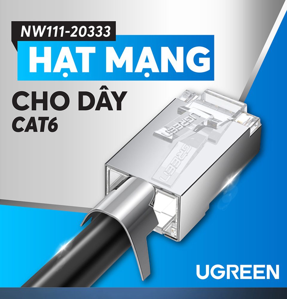Đầu (hạt) bấm mạng RJ45 cho dây CAT6 bọc inox chống nhiễu UGREEN NW111 17 Đầu (hạt) bấm mạng RJ45 cho dây CAT6 bọc inox chống nhiễu UGREEN NW111