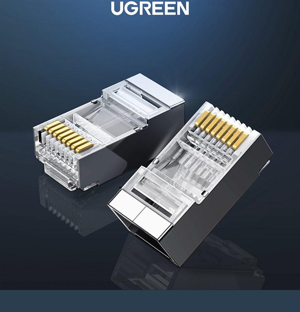 Đầu (hạt) bấm mạng RJ45 cho dây CAT6 bọc inox chống nhiễu UGREEN NW111 18 Đầu (hạt) bấm mạng RJ45 cho dây CAT6 bọc inox chống nhiễu UGREEN NW111