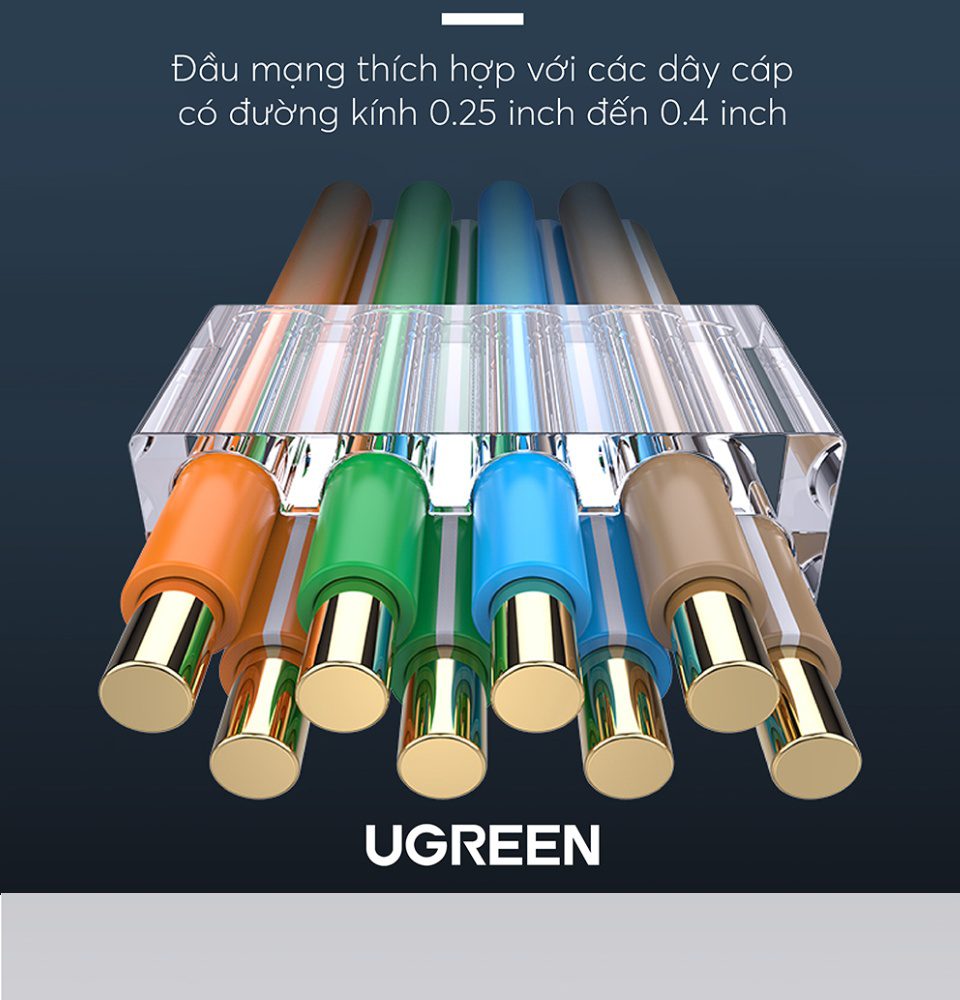 Đầu (hạt) bấm mạng RJ45 cho dây CAT6 bọc inox chống nhiễu UGREEN NW111 19 Đầu (hạt) bấm mạng RJ45 cho dây CAT6 bọc inox chống nhiễu UGREEN NW111