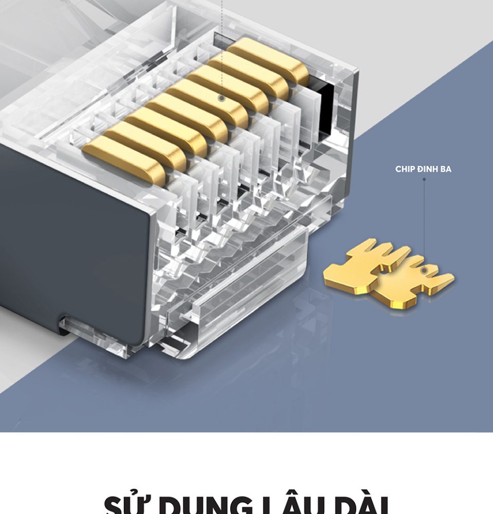 Đầu (hạt) bấm mạng RJ45 cho dây CAT6 bọc inox chống nhiễu UGREEN NW111 22 Đầu (hạt) bấm mạng RJ45 cho dây CAT6 bọc inox chống nhiễu UGREEN NW111