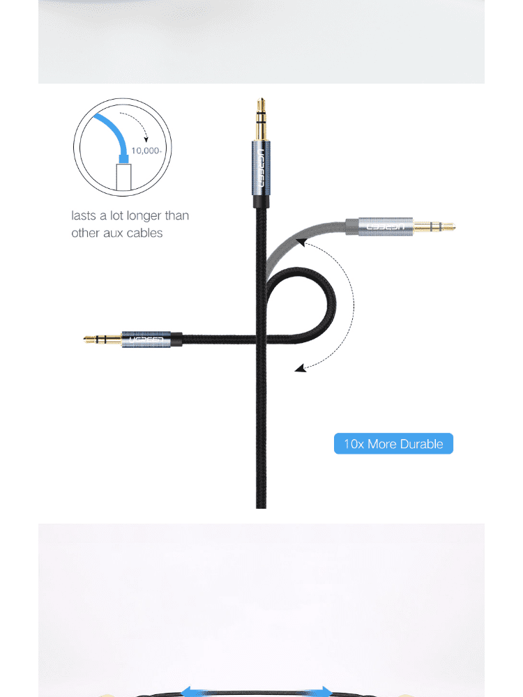 Dây âm thanh 3.5mm UGREEN AV112 Đầu vuông góc gập gpjn, vỏ bện vải sợi tổng hợp 17 Dây âm thanh 3.5mm UGREEN AV112 Đầu vuông góc gập gpjn, vỏ bện vải sợi tổng hợp