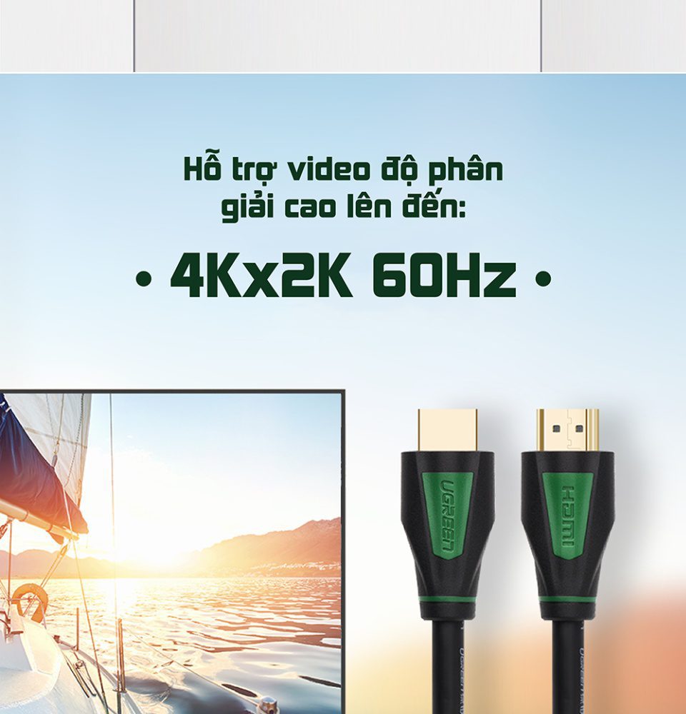 Dây cáp HDMI 2.0 4K/60Hz UGREEN HD116 thuần đồng khử Oxy hóa, dài 0.5m 1m 2m 3m - Tương thícmartTV, đầu DVD, Set top box, máy chiếuh với S 20 Dây cáp HDMI 2.0 4K/60Hz UGREEN HD116 thuần đồng khử Oxy hóa, dài 0.5m 1m 2m 3m - Tương thícmartTV, đầu DVD, Set top box, máy chiếuh với S