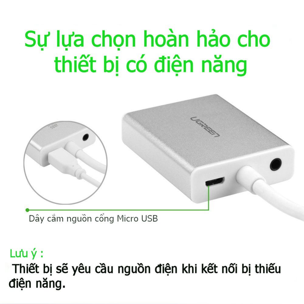 Dây chuyển đổi micro HDMI male to VGA female, Ugreen 40222 - dài 15cm 21 Dây chuyển đổi micro HDMI male to VGA female, Ugreen 40222 - dài 15cm