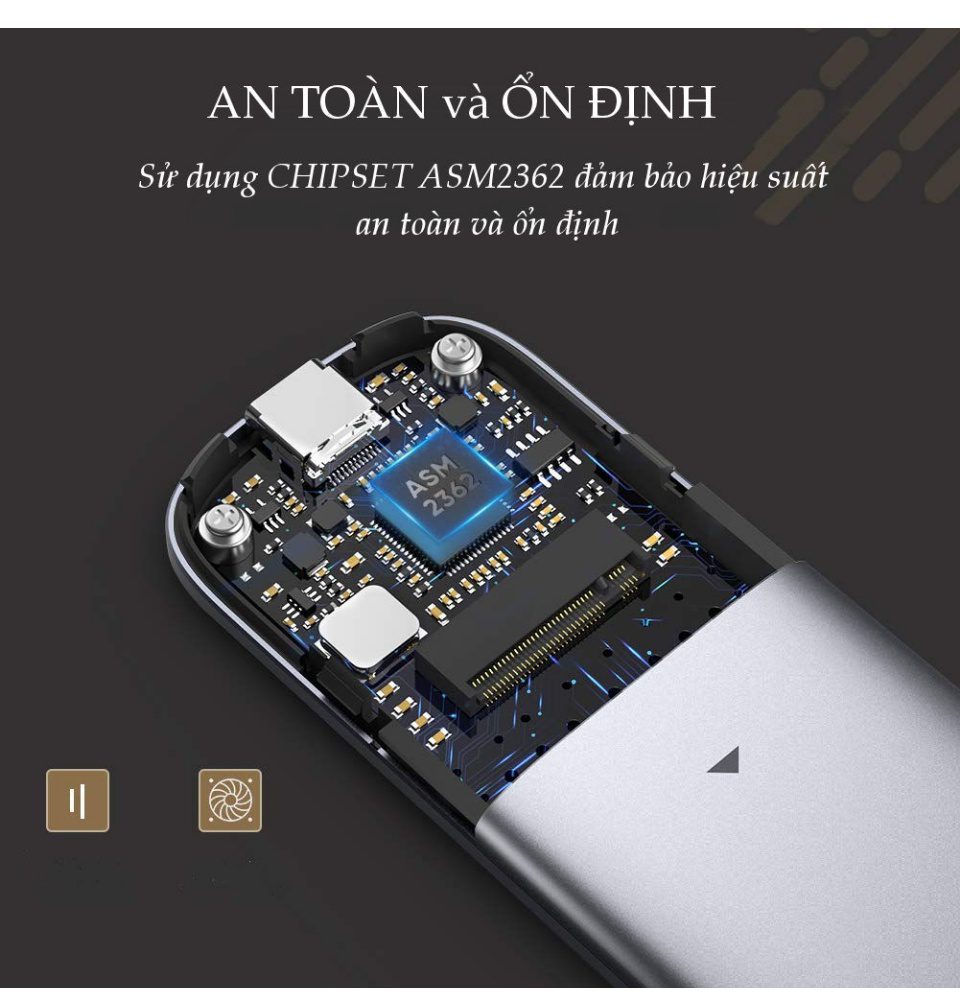 Hộp đựng ổ cứng UGREEN CM238 - Tương thích M2 SATA NGFF/NVME B-Key / M-Key và M+B Key 2280/2260/2242/2230 28 Hộp đựng ổ cứng UGREEN CM238 - Tương thích M2 SATA NGFF/NVME B-Key / M-Key và M+B Key 2280/2260/2242/2230