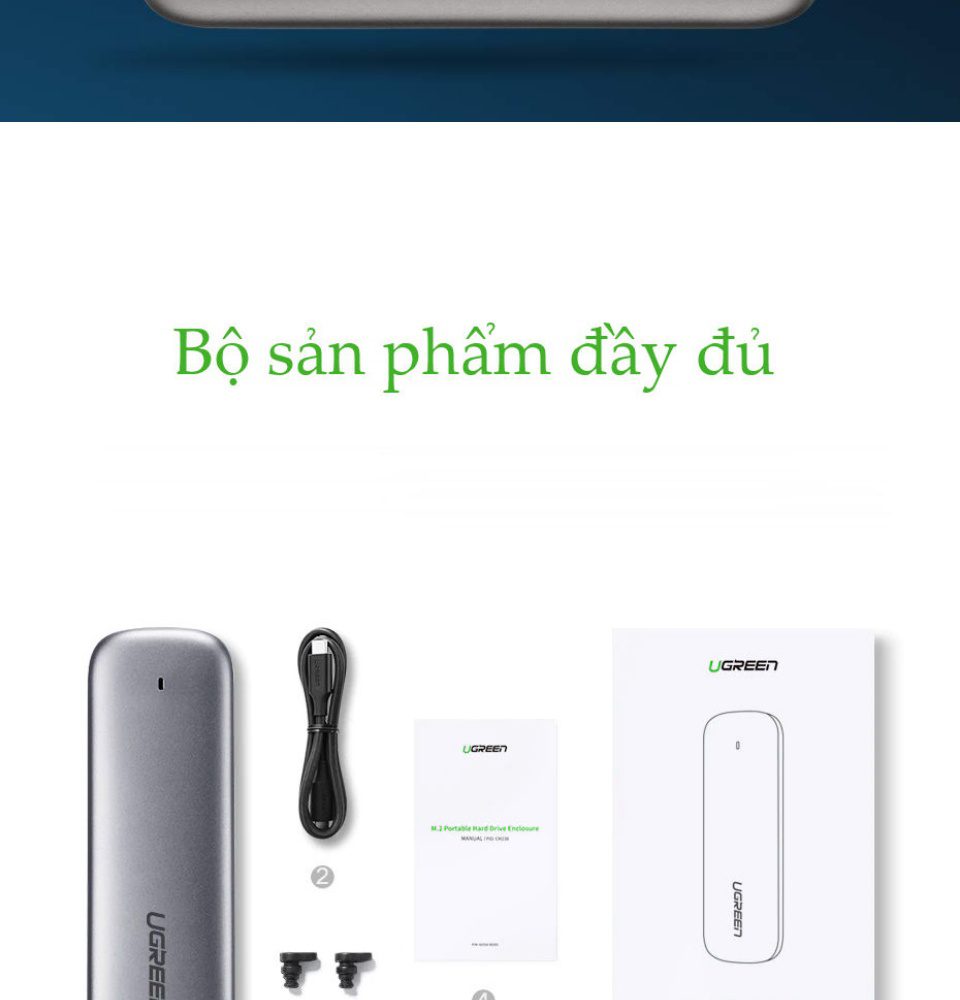 Hộp đựng ổ cứng UGREEN CM238 - Tương thích M2 SATA NGFF/NVME B-Key / M-Key và M+B Key 2280/2260/2242/2230 31 Hộp đựng ổ cứng UGREEN CM238 - Tương thích M2 SATA NGFF/NVME B-Key / M-Key và M+B Key 2280/2260/2242/2230