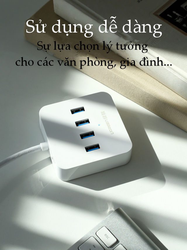 Hub USB 3.0 ra 4 cổng USB 3.0 hỗ trợ nguồn DC 5V/2A dài 0,5-1.5m UGREEN CR118 22 Hub USB 3.0 ra 4 cổng USB 3.0 hỗ trợ nguồn DC 5V/2A dài 0,5-1.5m UGREEN CR118