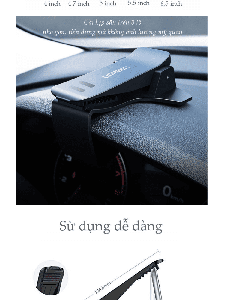 Kẹp giữ điện thoại UGREEN LP136 Sử dụng trên ô tô cho, tương thích điện thoại kích thước từ 4 đến 6.5 inch - Hãng phân phối chính hãng 20 Kẹp giữ điện thoại UGREEN LP136 Sử dụng trên ô tô cho, tương thích điện thoại kích thước từ 4 đến 6.5 inch - Hãng phân phối chính hãng