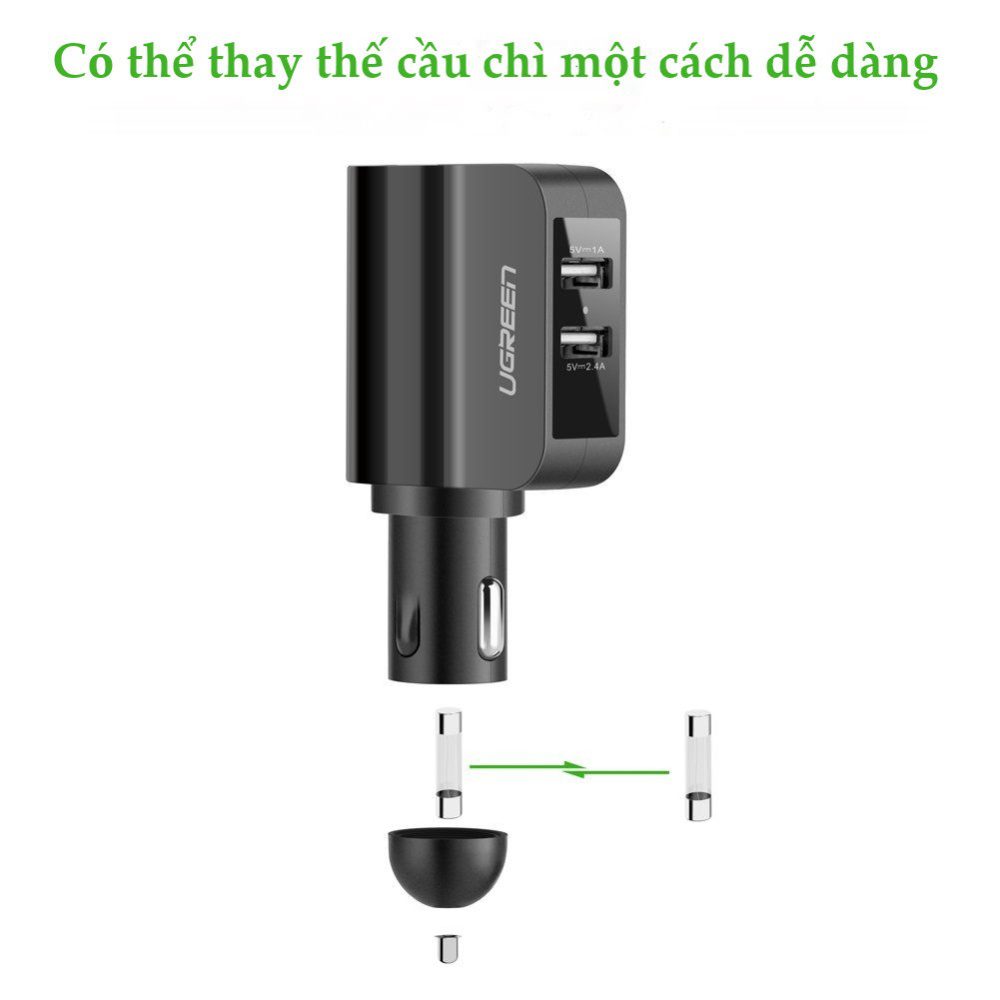 Sạc điện thoại/máy tính bảng 2 cổng USB 2.0 trên ô tô UGREEN CD115 20394 22 Sạc điện thoại/máy tính bảng 2 cổng USB 2.0 trên ô tô UGREEN CD115 20394