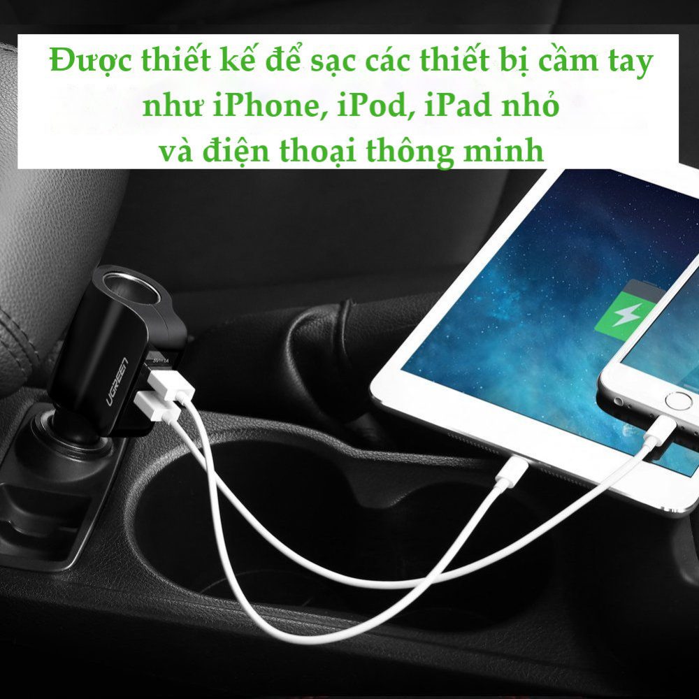 Sạc điện thoại/máy tính bảng 2 cổng USB 2.0 trên ô tô UGREEN CD115 20394 18 Sạc điện thoại/máy tính bảng 2 cổng USB 2.0 trên ô tô UGREEN CD115 20394
